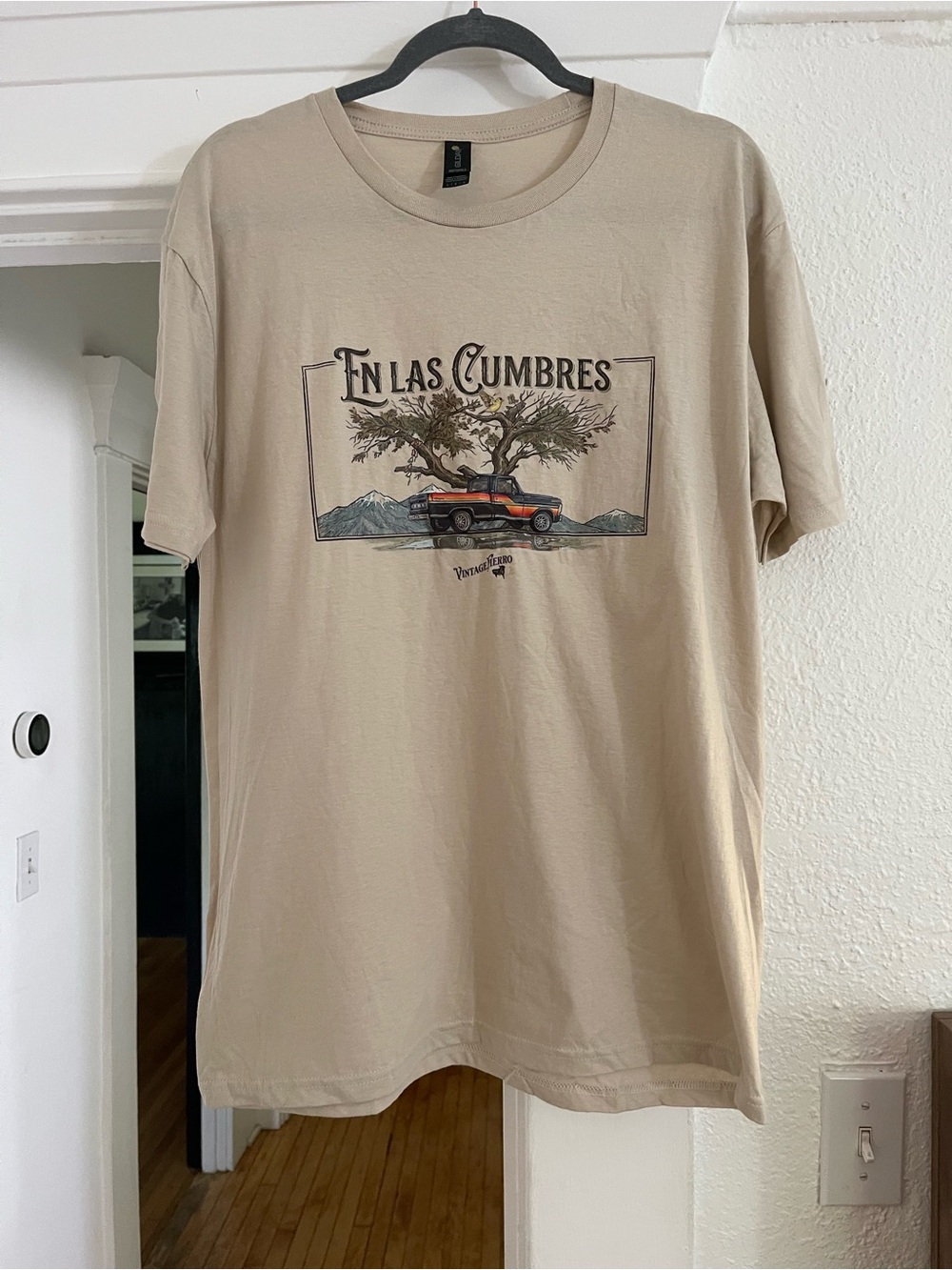 En Las Cumbres Beige Graphic Tee - Men's Casual Shirt